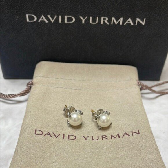 David Yurman Silver Pearl Earrings
